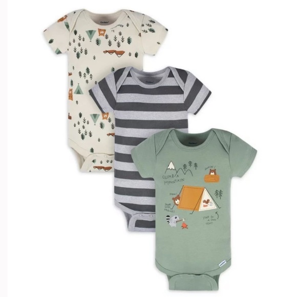 *NEW Gerber Bundle 6-Pack Baby Boys Camping Short Sleeve Onesies® Bodysuits - Picture 2 of 14